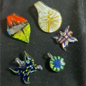 5 Vintage Glass Pendats